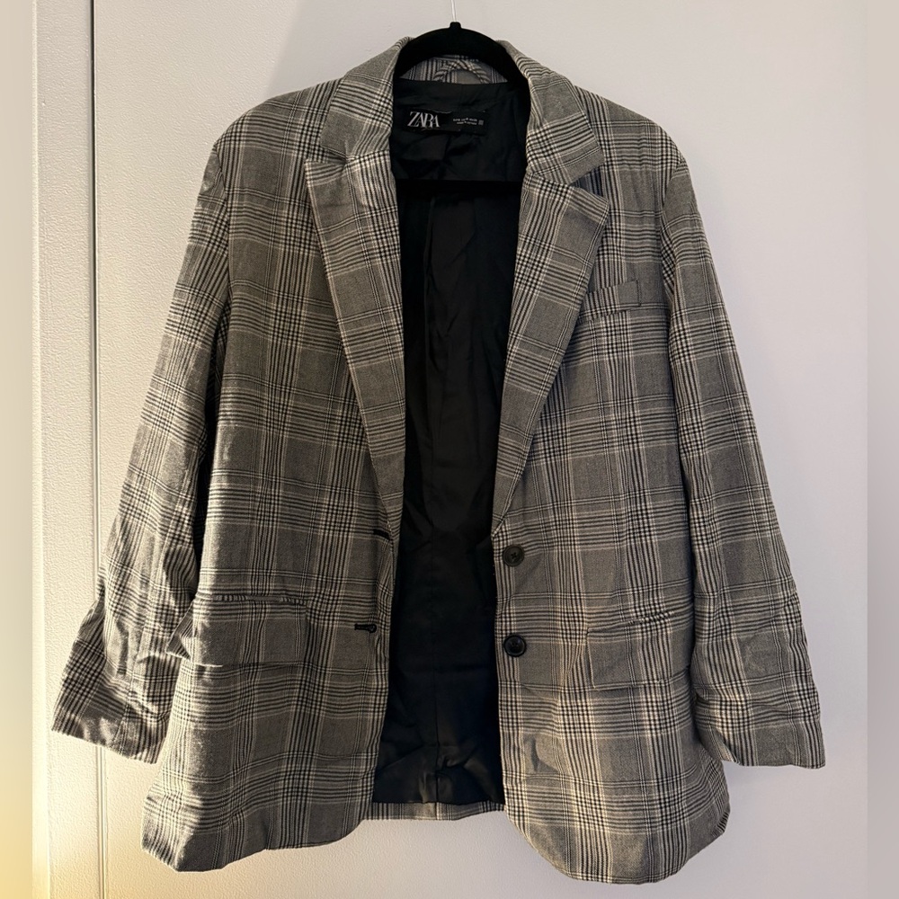 Zara Plaid Oversized Blazer